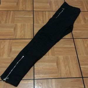 Black moto zip leggings